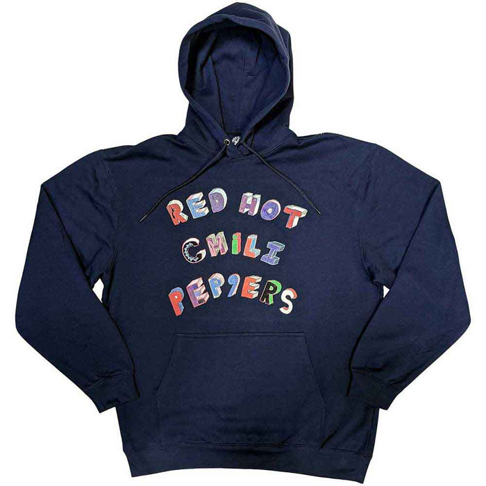 Red Hot Chili Peppers Colourful Letters Navy Blue Small Hoodie