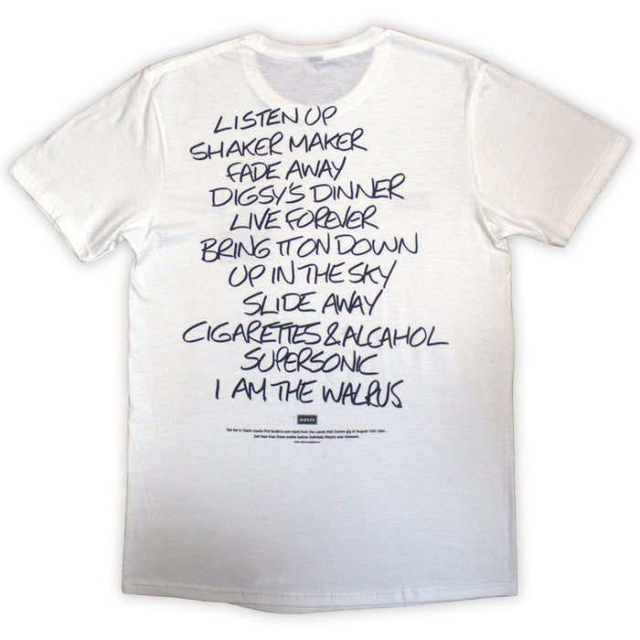 Oasis Definitely Maybe AAA Setlist White Large T-Shirt