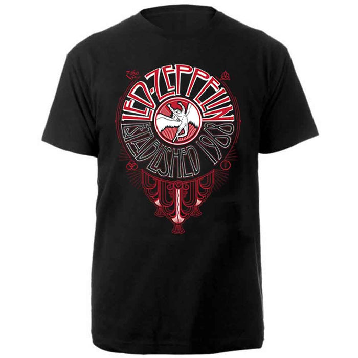 Led Zeppelin Deco Circle Black X-Large Unisex T-Shirt