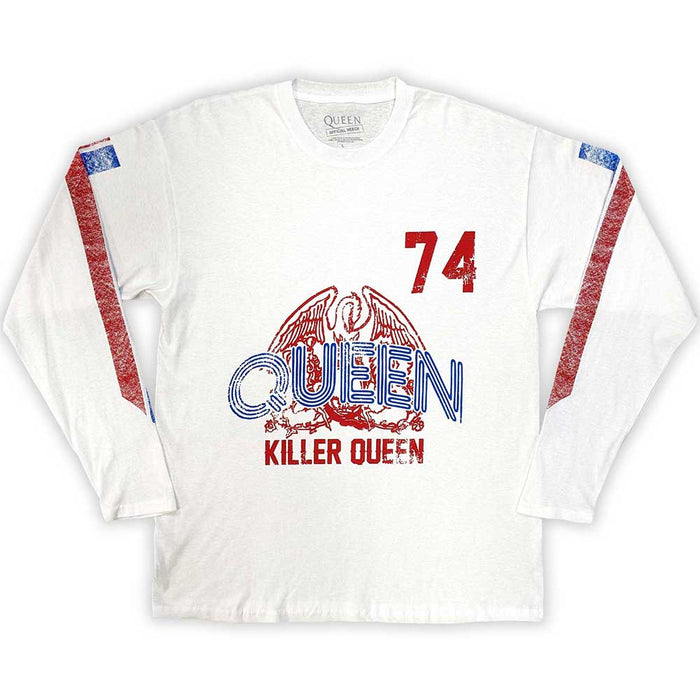 Queen Killer Queen '74 Stripes White Long Sleeve Medium T-Shirt