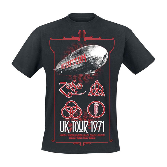 Led Zeppelin UK Tour 1971 T Shirt Mens Black Large New