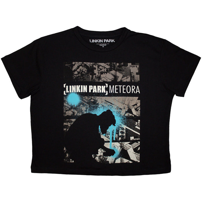 Linkin Park Meteora Drip Collage Cropped Black Ladies Large T-Shirt