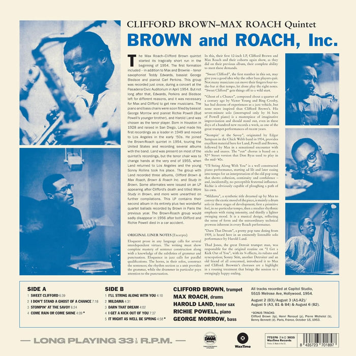 Clifford Brown & Max Roach Brown And Roach Incorporated Vinyl LP 2026