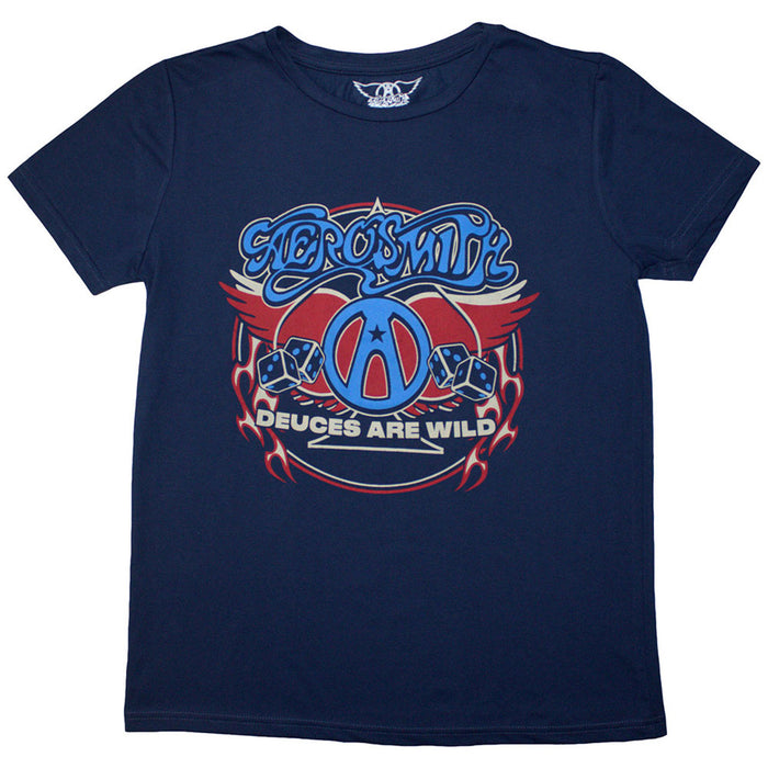 Aerosmith Rainbow Spade Denim Blue Ladies Medium T-Shirt