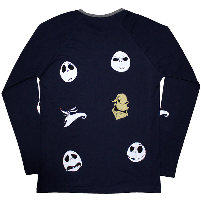 The Nightmare Before Christmas Character Heads Navy Blue Long Sleeve Small T-Shirt