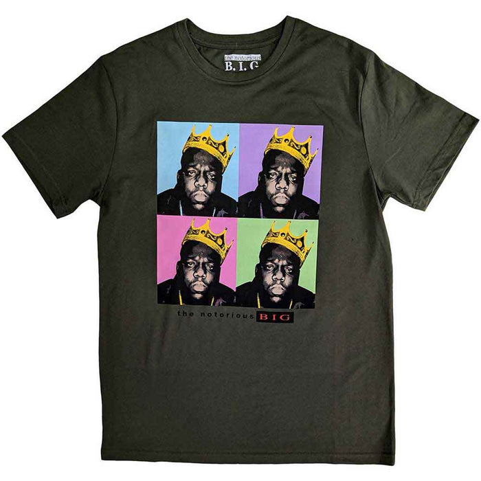 Biggie Smalls Crown Pop Art Green Large T-Shirt