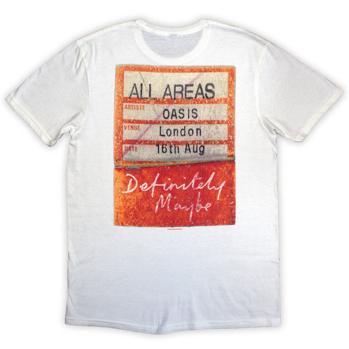 Oasis Definitely Maybe AAA Pass White Large T-Shirt