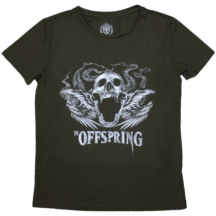 The Offspring Feathered Winged Skull Green Ladies Large T-Shirt