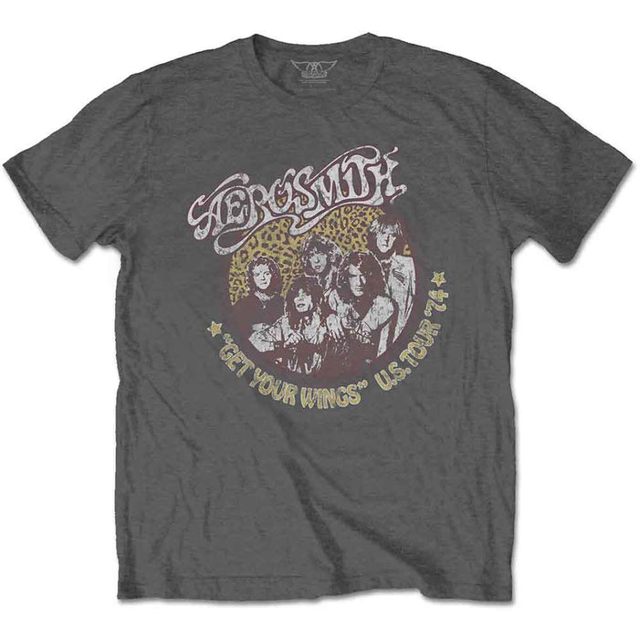 Aerosmith Cheetah Print Charcoal Grey XX-Large T-Shirt