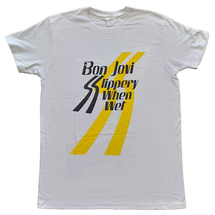 Bon Jovi Slippery When Wet White Large T-Shirt
