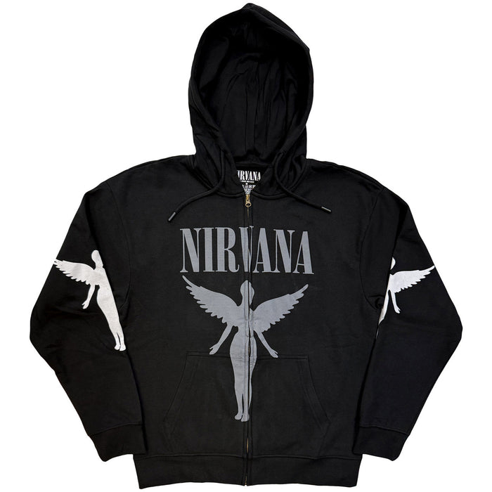 Nirvana In Utero Charcoal Grey Large Zipped Hoodie