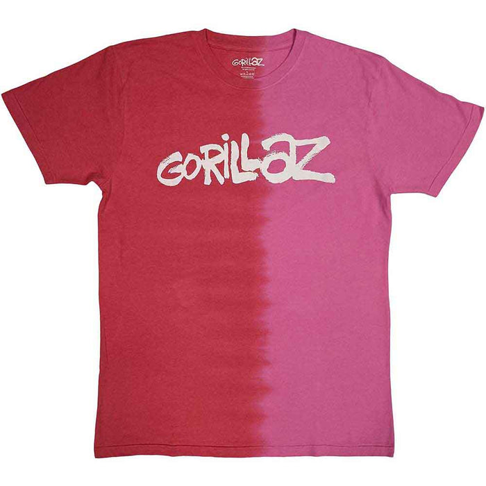 Gorillaz Two-Tone Brush Logo Red and Pink Large T-Shirt