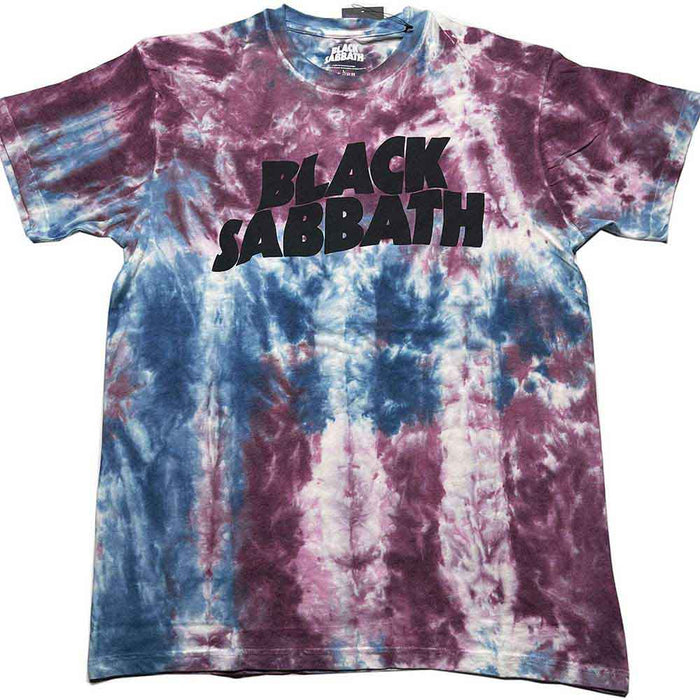 Black Sabbath Wavy Logo Wash Blue & Red Large T-Shirt