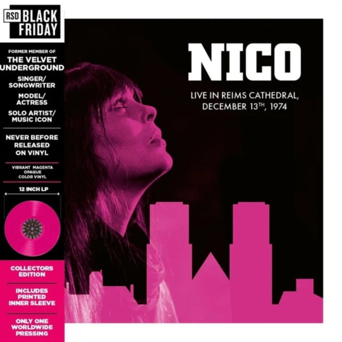 Nico Live in Reims Cathedral December 13th, 1974 Vinyl LP Transparent Magenta Colour Black Friday 2025