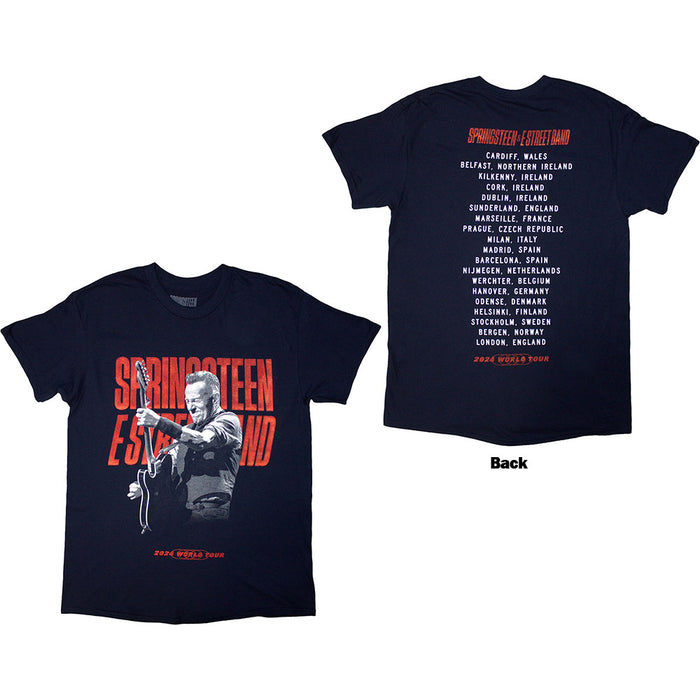 Bruce Springsteen Tour '24 Guitar Photo Navy Blue Large T-Shirt