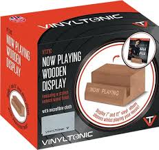 Vinyl NOW PLAYING Wooden Stand With Microfibre Cloth