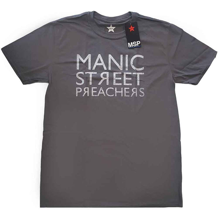 Manic Street Preachers Reversed Logo Charcoal Grey Small Unisex T-Shirt