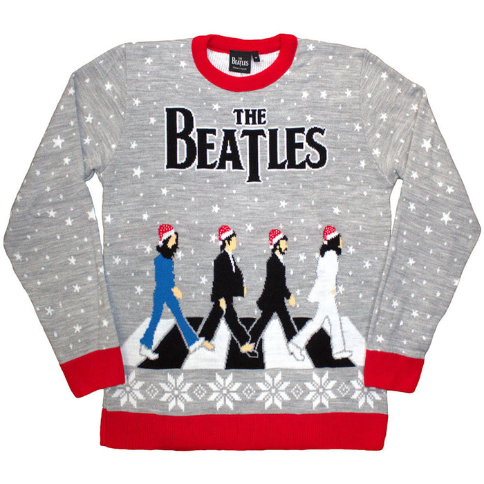 The Beatles Drop T / Abbey Road Christmas Grey Large Sweatshirt