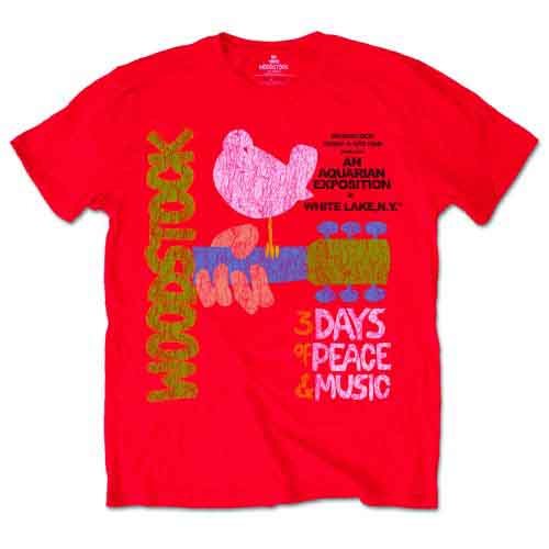 Woodstock Classic Vintage Poster Red Medium T-Shirt