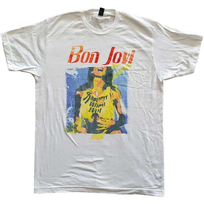 Bon Jovi Slippery When Wet Original Cover White XXL T-Shirt