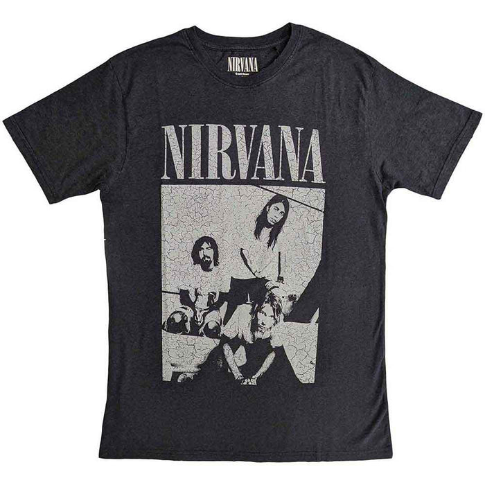 Nirvana Sitting Distressed Black Dye Wash Small T-Shirt