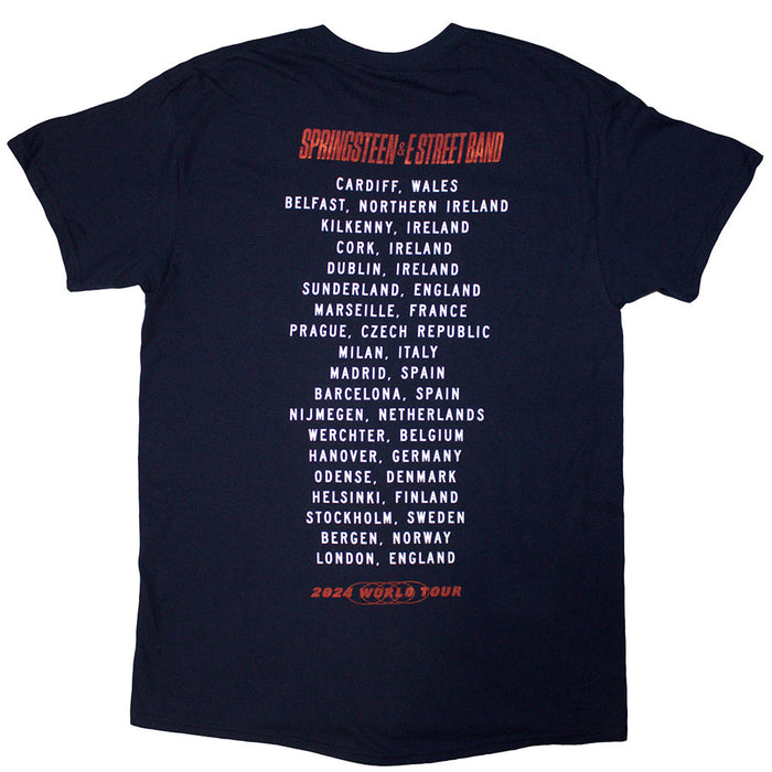 Bruce Springsteen Tour '24 Guitar Photo Navy Blue Medium T-Shirt