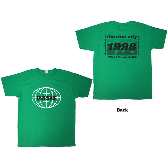 Oasis 1998 World Tour Mexico City Green Small T-Shirt