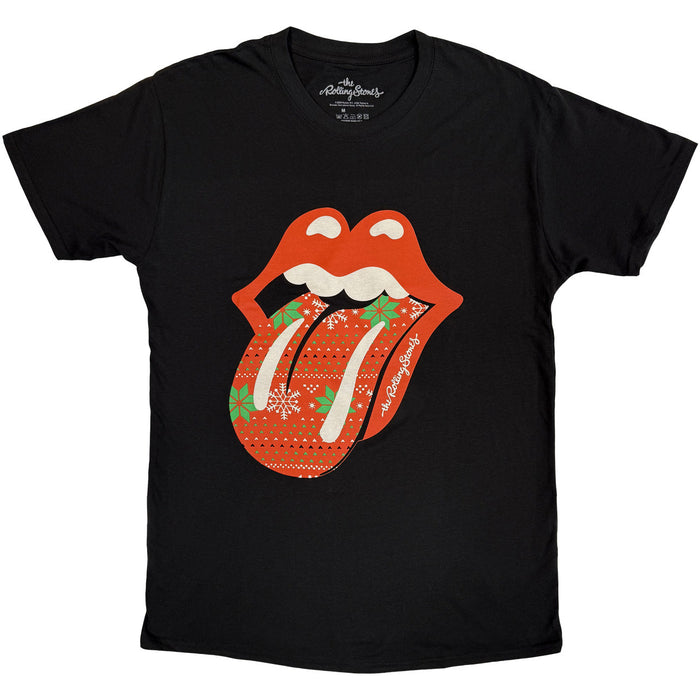 The Rolling Stones Christmas Tongue Black Large T-Shirt