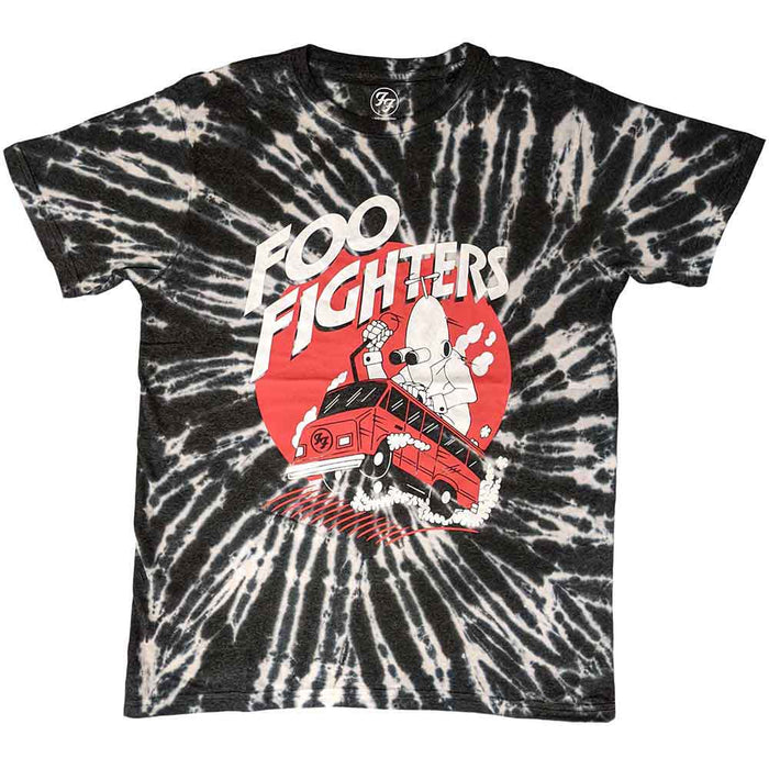 Foo Fighters Speeding Bus Tie-Dye Black Large T-Shirt