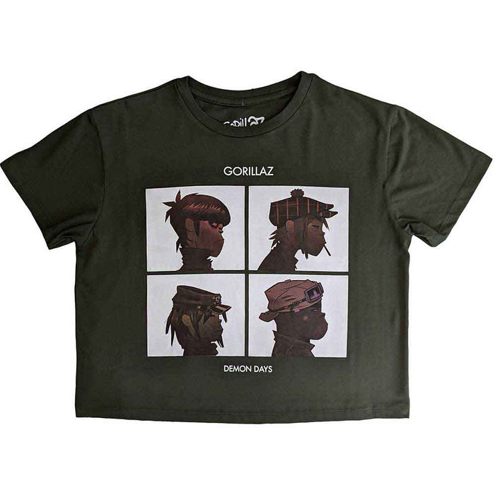 Gorillaz Demon Days Cropped Green Ladies Small T-Shirt