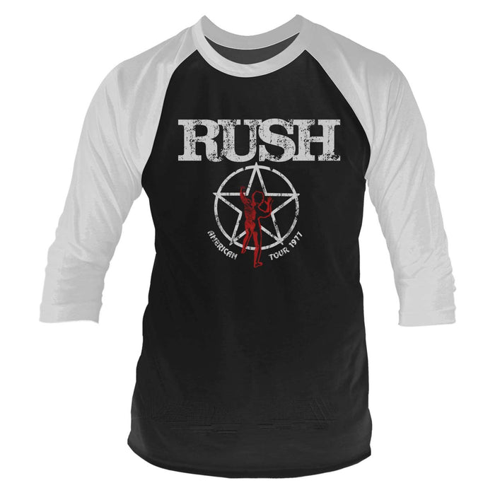 RUSH American Tour 1977 MENS Black LARGE Baseball Top NEW