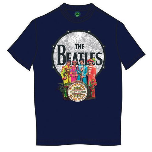 The Beatles Sgt Pepper & Drum Navy Blue Medium T-Shirt